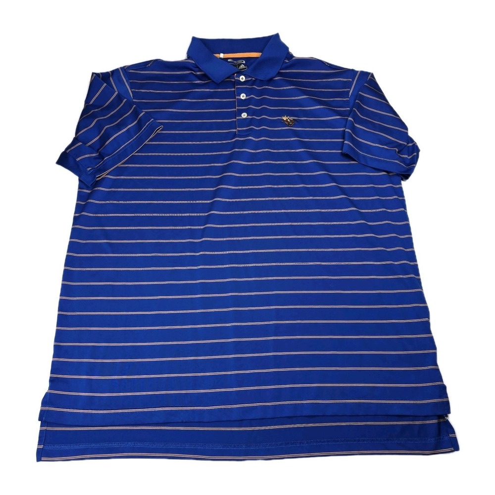 Adidas Golf Shirt XL Blue Striped ClimaCool The Heritage PGA Tour Polo Vtg 08